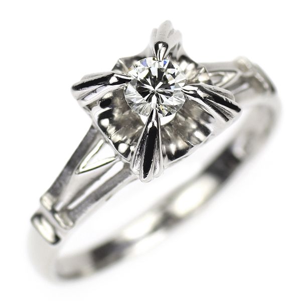 Pt850 ダイヤモンド リング 0.17ct 陽刻ヴィンテージ 昭和風
