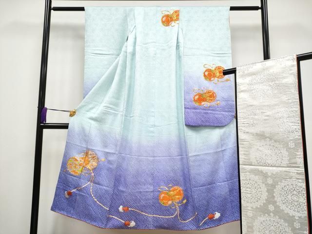 平和屋着物 上 七五三 女の子 7歳 祝着 袋帯セット 駒刺繍 絞り 鼓草花文 CYAA3308s5