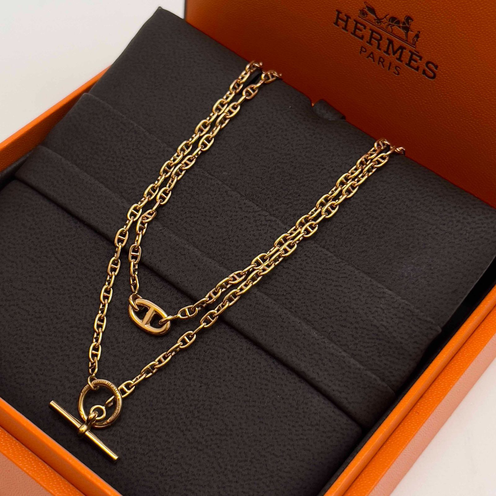 HERMES エルメス Au750 K18 シェーヌダンクル ハート ネックレス