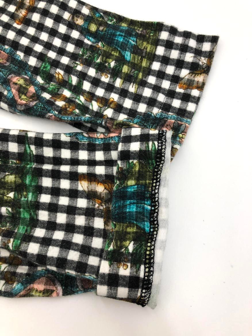TAO コムデギャルソン　ギンガムチェック黒Tシャツ tao COMME des GARCONS ギンガムチェックスカーフ柄Tシャツ