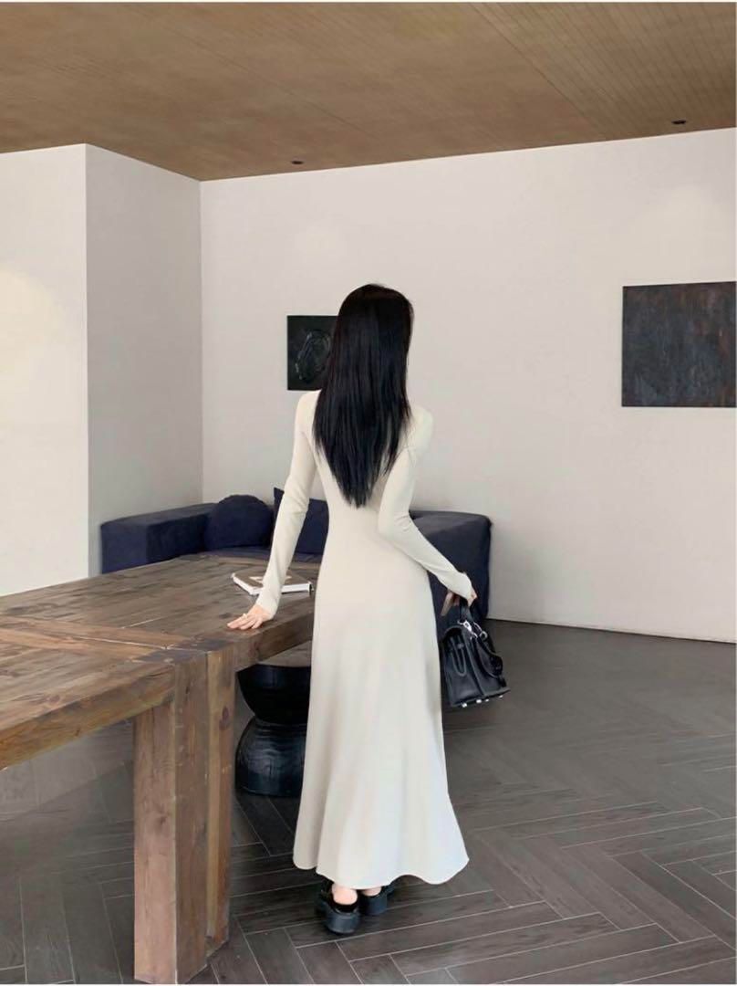 大人 ニットタイトロングワンピース