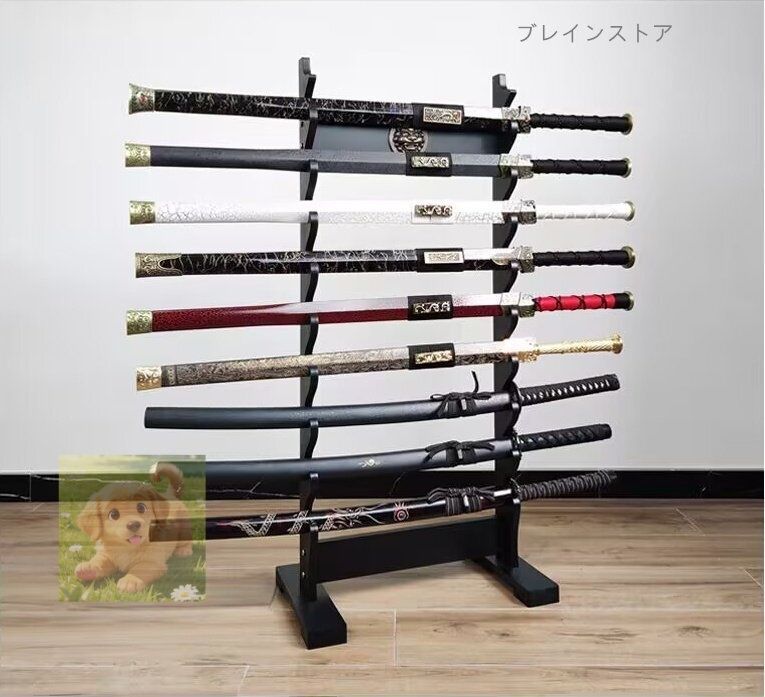 刀掛け 刀置き 9段 ディスプレイホルダー 武士剣ホルダー 和風飾り台 組み立て簡単 黒塗り 密度ボード 耐久性 コレクション用ギフト