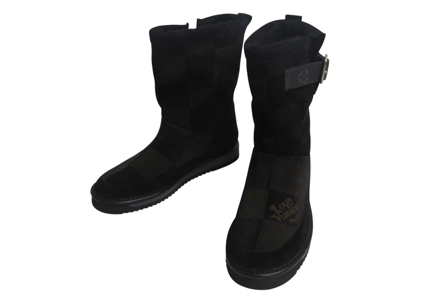 LOUIS VUITTON ルイヴィトン NIGO コージーライン ムートンボアブーツ BM0250 ブラック ブラウン サイズ9.5 4b002197