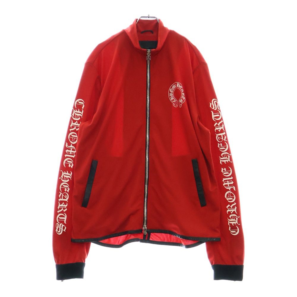 CHROME HEARTS クロムハーツ Track Jacket ダガージップ アームロゴプリント レザー切替カシミヤ混 トラックジャケット レッド
