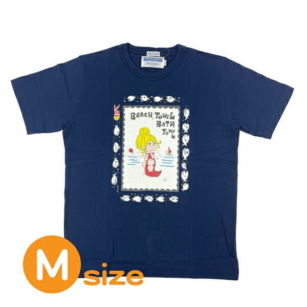 水森亜土 キャプテンサンタ コラボ Tシャツ M ネイビー アパレル
