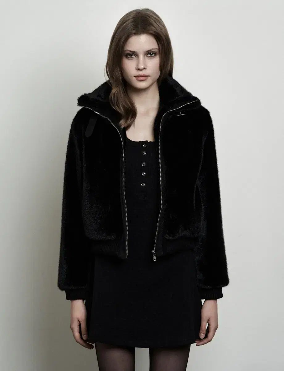 シネジーン ハイネック バックル ファー ジャケット