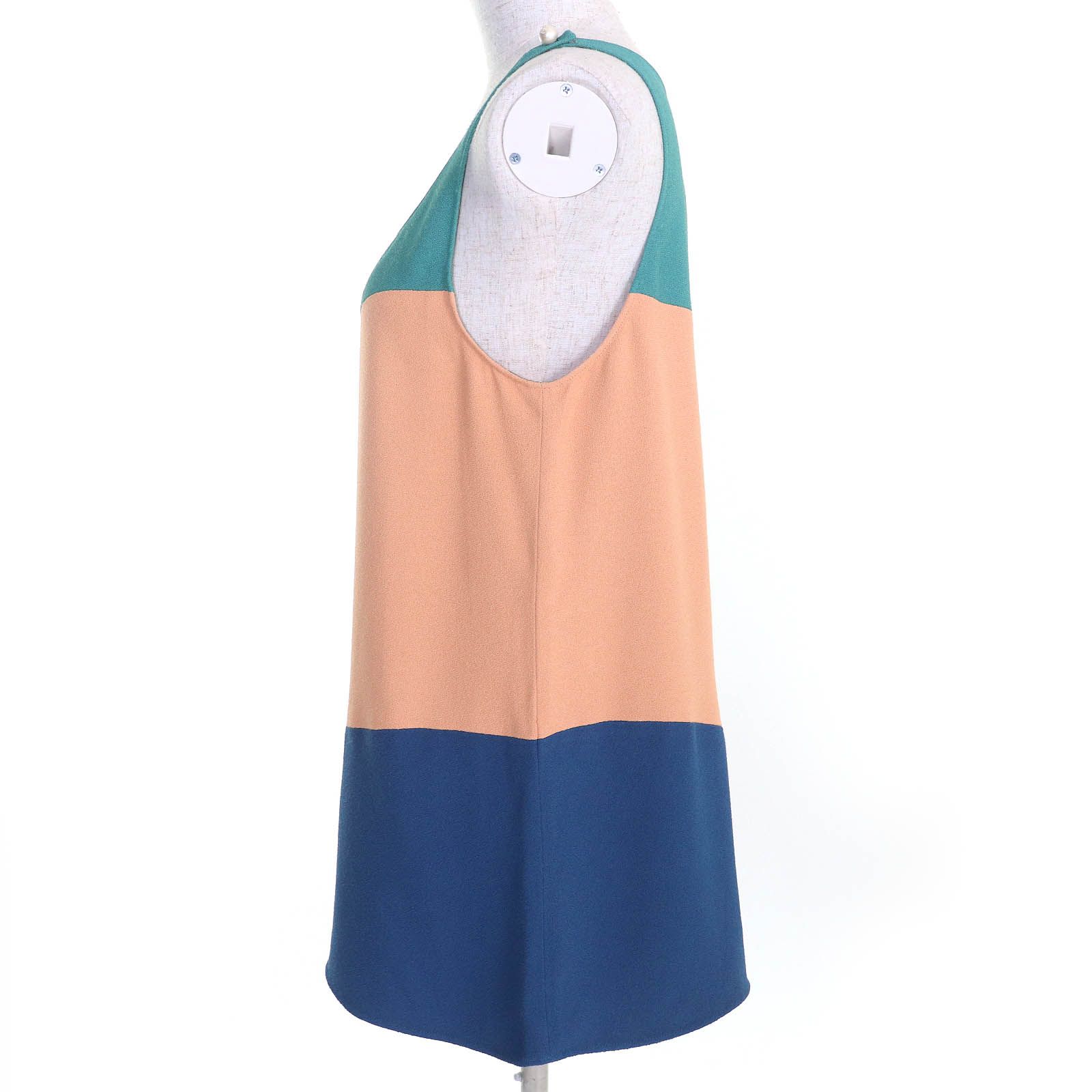 未使用品△CHANEL シャネル P47830 ココマークパールボタン ノースリーブトップス チュニック グリーン ベージュ系 ブルー 38 イタリア製 未使用品△CHANEL シャネル P47830 ココマークパールボタン