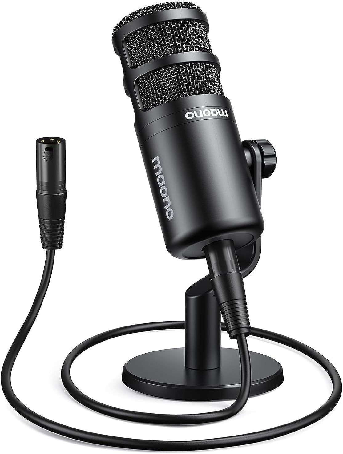 MAONO XLR マイク ダイナミックマイク ボーカルマイク 単一指向性 ポップフィルター内蔵 XLR-XLRケーブル接続 マイクスタンド付き オーディオミキサー|サウンドカード|音響機械向け ライブ配信|ゲーム実況|YOUTUBE|ポッドキャスト|