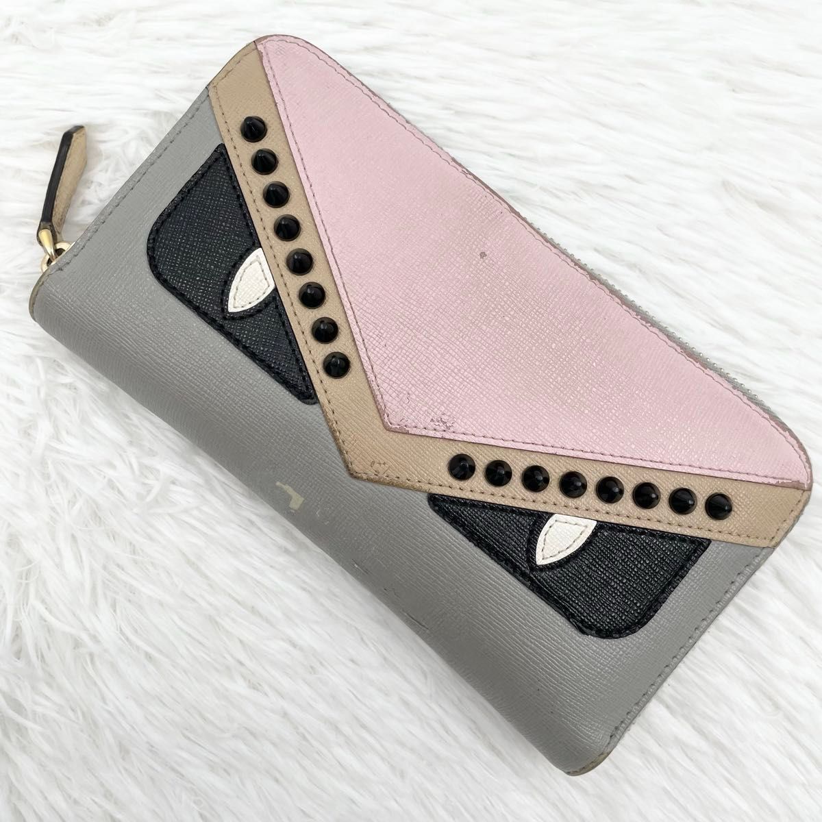 美品】フェンディ モンスター バグズアイ レザー コインケース 小銭入