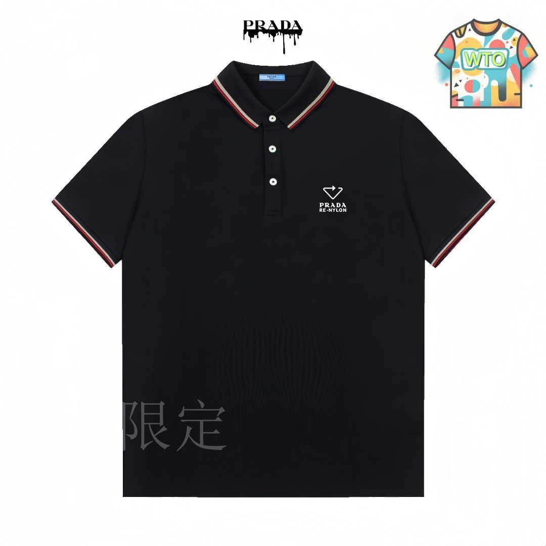 Prada ポロシャツ 今日WTO】Prada ストライプ ロゴ ポロシャツ-VP93 - メルカリ