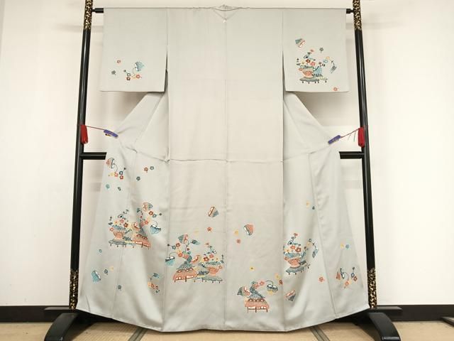 平和屋着物●紅型　訪問着　風景文　正絹　逸品　AABA4481np 平和屋着物○紅型 訪問着 風景文 正絹 逸品 AABA4481np