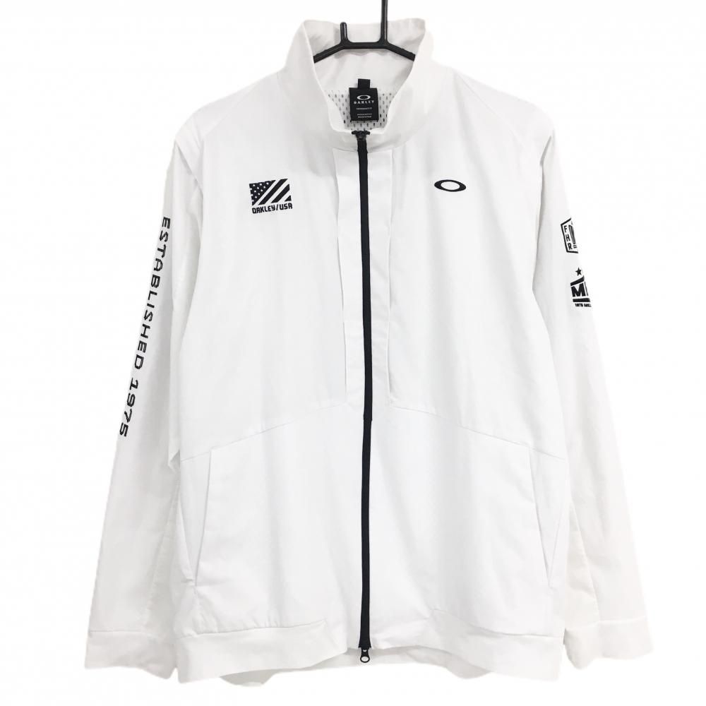 オークリー 2WAYジャケット 白×黒 裏地メッシュ 袖着脱可 メンズ 2XL ゴルフウェア Oakley