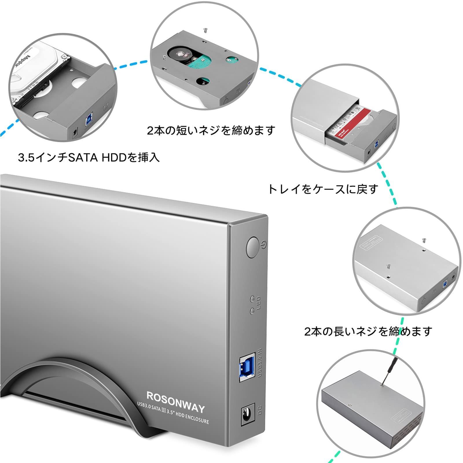 FZZDP Aluminum 2.5/3.5 Compatible 5GBPS HDD SSD External Case