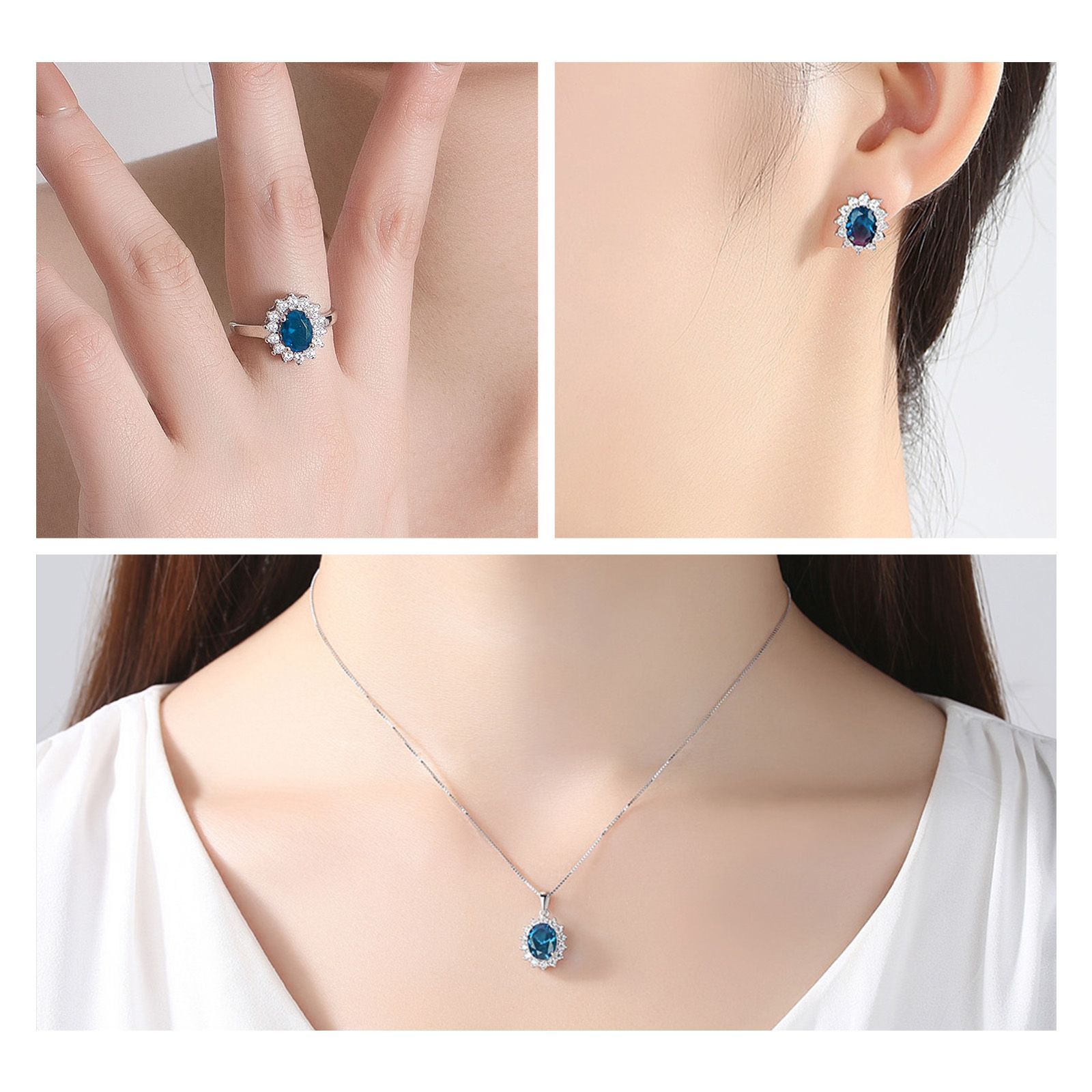 ジュエリーセット ネックレス ピアス リング サファイア デート 