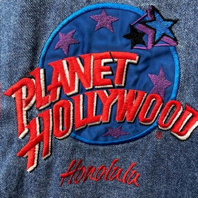 90年代 PLANET HOLLYWOOD HONOLULU 刺繍 デニムジャケット サイズXL 