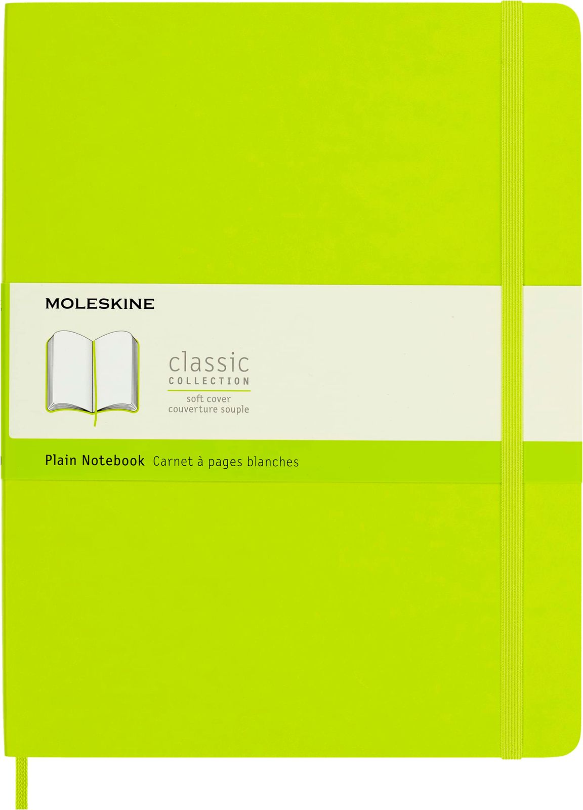Moleskine Classic Notebook， Extra Large， Plain， Lemon Green， Soft Cover (7.5 x 9.75) 