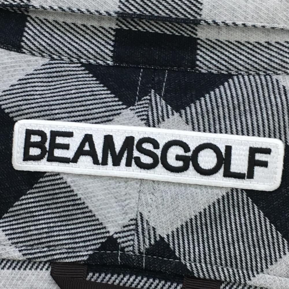 超美品】ビームスゴルフ 長袖ポロシャツ 黒×ライトグレー ギンガム