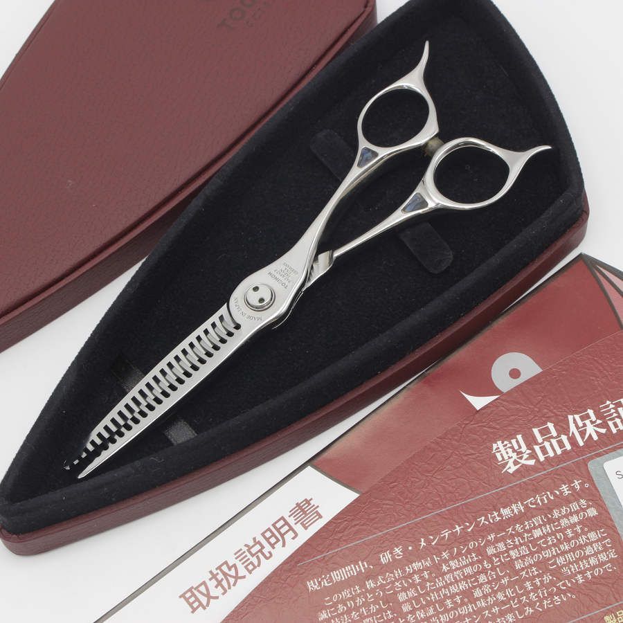 刃物屋トギノン クイーン ツイン セニング 5.8インチ メガネハンドル 22目フラット|スリット2本 約40% トギノン シザー