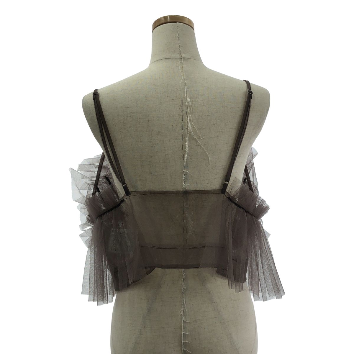 【美品】  Chika Kisada / チカキサダ | tulle cami top / フリル チュール ビスチェ キャミソール トップス | ブラウン | レディース 美品】 Chika Kisada / チカキサダ | tulle cami top / フリル