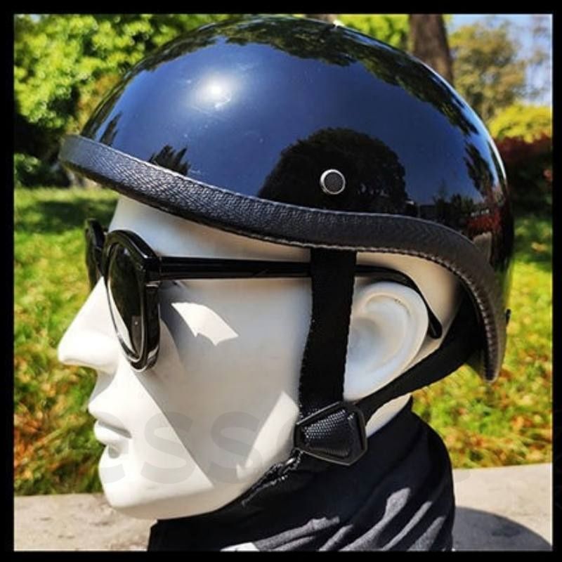 バイクヘルメット 半帽 半キャップ ハーレー 水杓型 サイクルヘルメット ロードバイク 自転車用 輝く黒