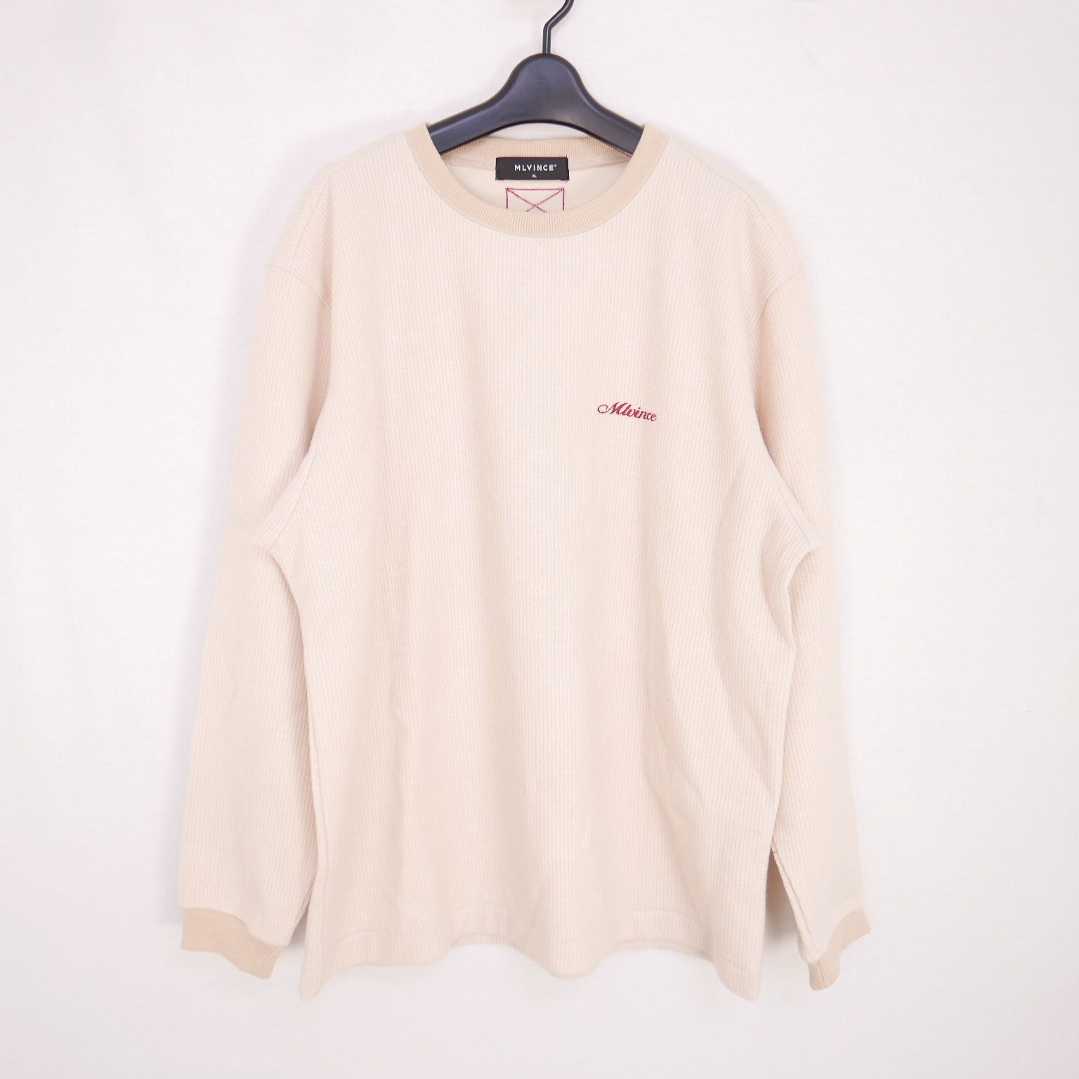 MLVINCE メルヴィンス 長袖カットソー Tシャツ ワッフル ロンT 無地 ベージュ系 XL