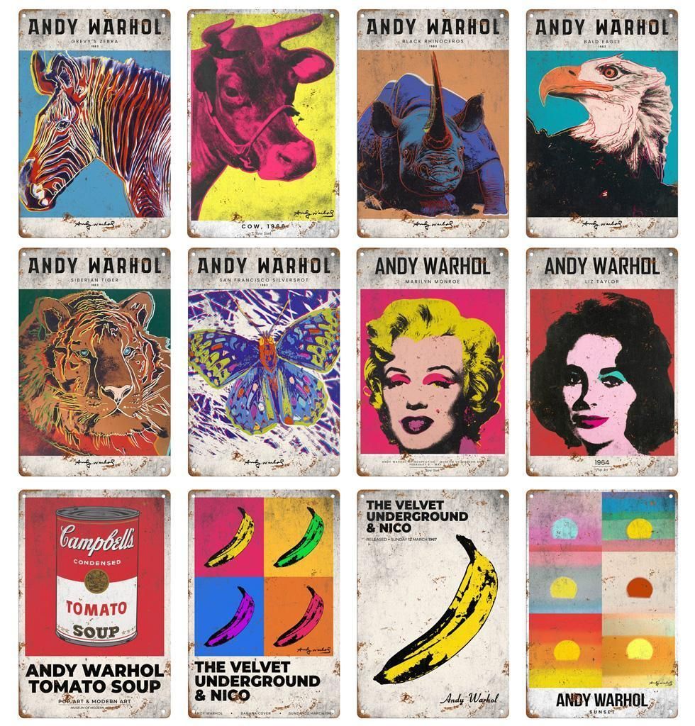 12枚セット-Andy Warhol アンディ・ウォーホル ブリキ看板 サビ風
