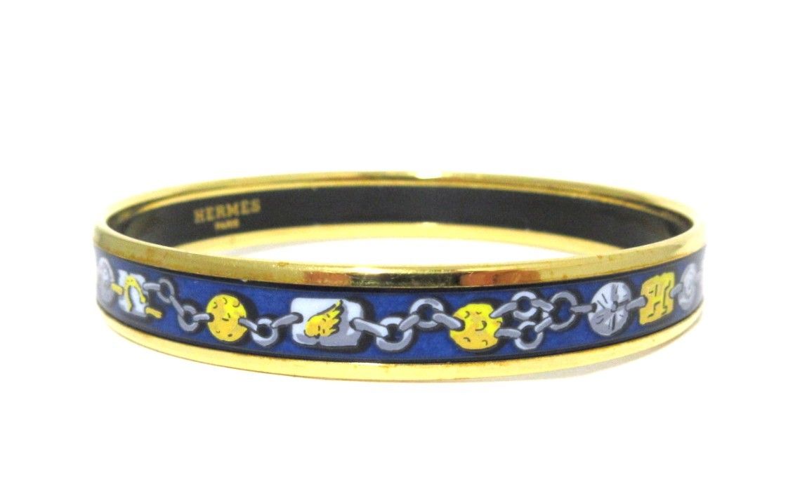 HERMES エルメス エマイユ エナメル PM バングル ブルー ゴールド