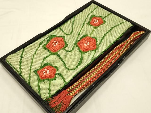 平和屋本店●和装小物 帯締め 帯揚げセット 振袖用 総絞り 舞花文 金糸 撚り房 AABC4210ay