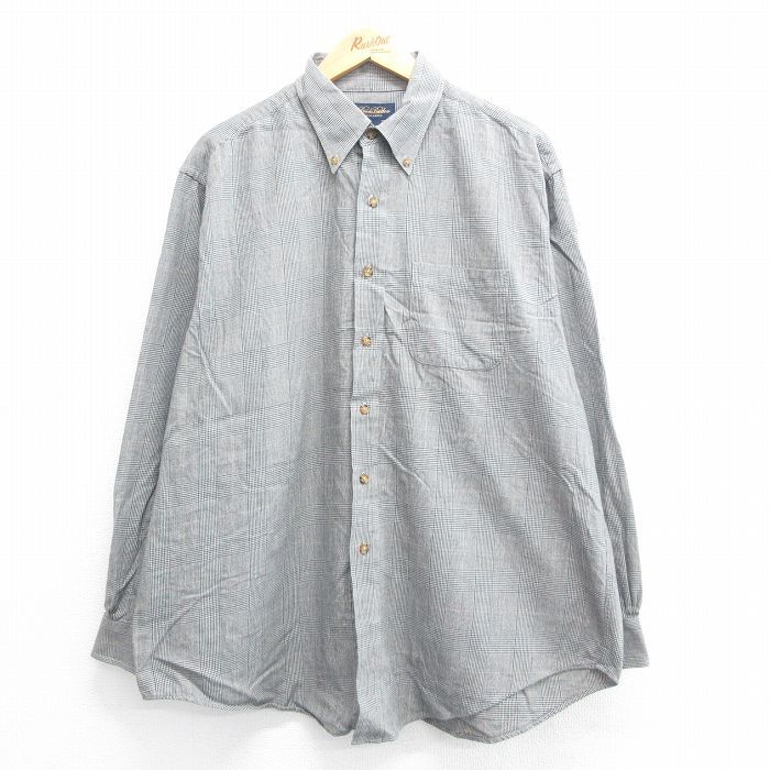 XL/古着 ブルックスブラザーズ 長袖 ブランド シャツ メンズ 00s 大きいサイズ ボタンダウン グレー チェック 24aug30 中古 トップス