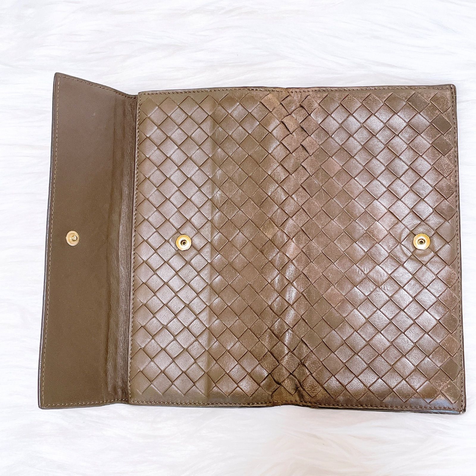 良品✨BOTTEGA VENETA 長財布　イントレチャート　ダブルホック　山吹 ボッテガヴェネタ イントレチャート ロングウォレット Wホック