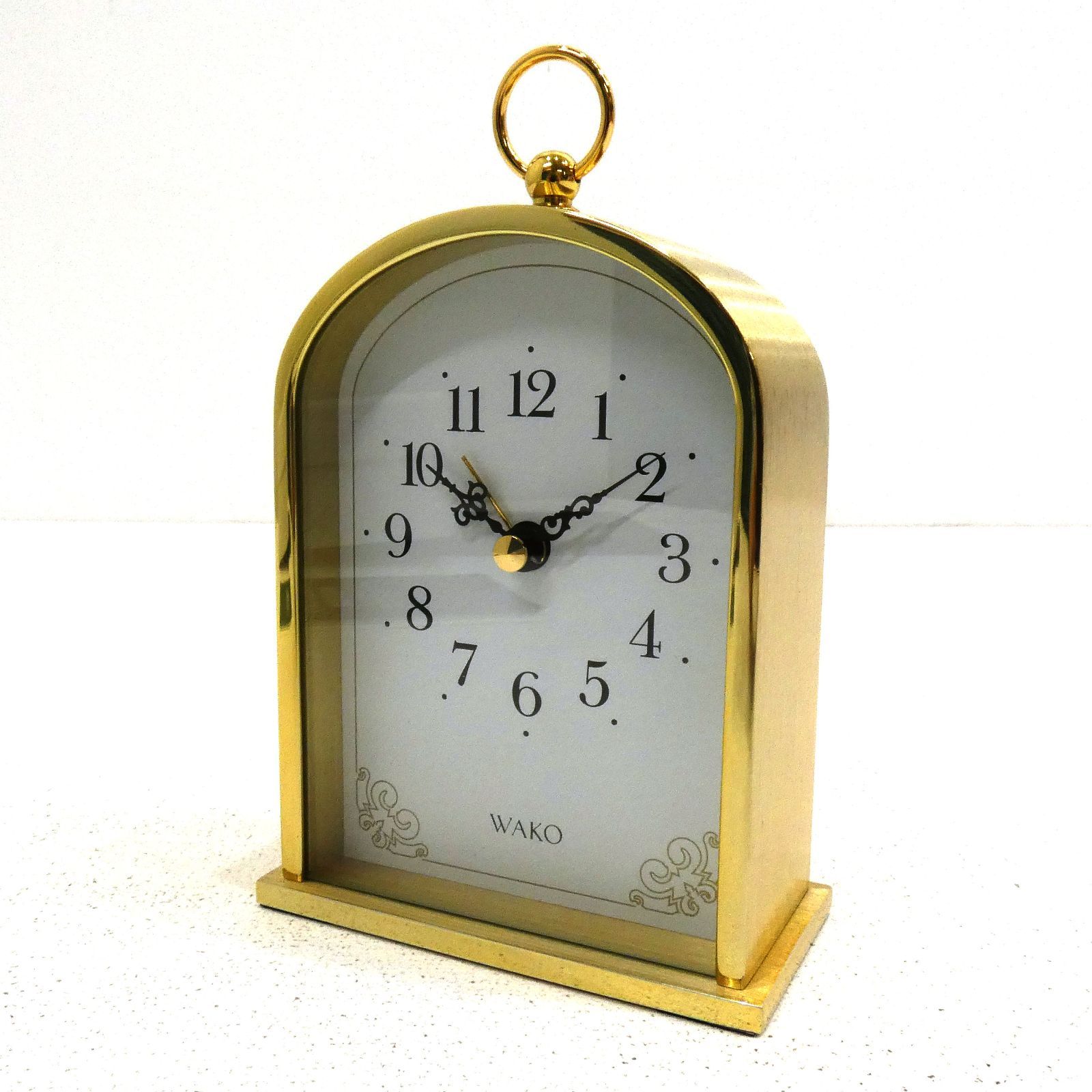 小牧店】美品 WAKO 置時計 アナログ クォーツ アーチ型 ゴールド