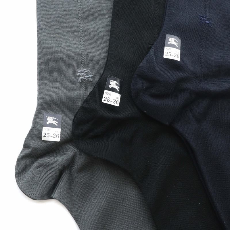 専用新品未使用　バーバリー BURBERRY 靴下 BURBERRY バーバリー 靴下 3足セット 未使用品 25〜26.0 グレー