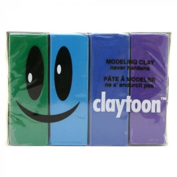 【新品・4営業日で発送】COMOLIFE コモライフ MODELING CLAY(モデリングクレイ) claytoon(クレイトーン) カラー油粘土 4色組(クール) 1Pound 3個セット (1549512)