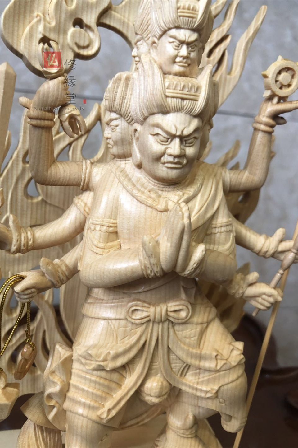 修縁堂】最高級 木彫仏像 大元帥明王立像 一刀彫 天然木檜材