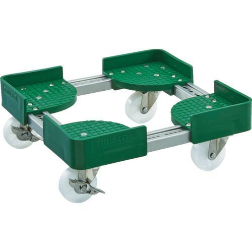 ＴＲＵＳＣＯ 伸縮式コンテナ台車ＳＵＳ 内寸４００−５００Ｘ６００−７００ ストッパー付