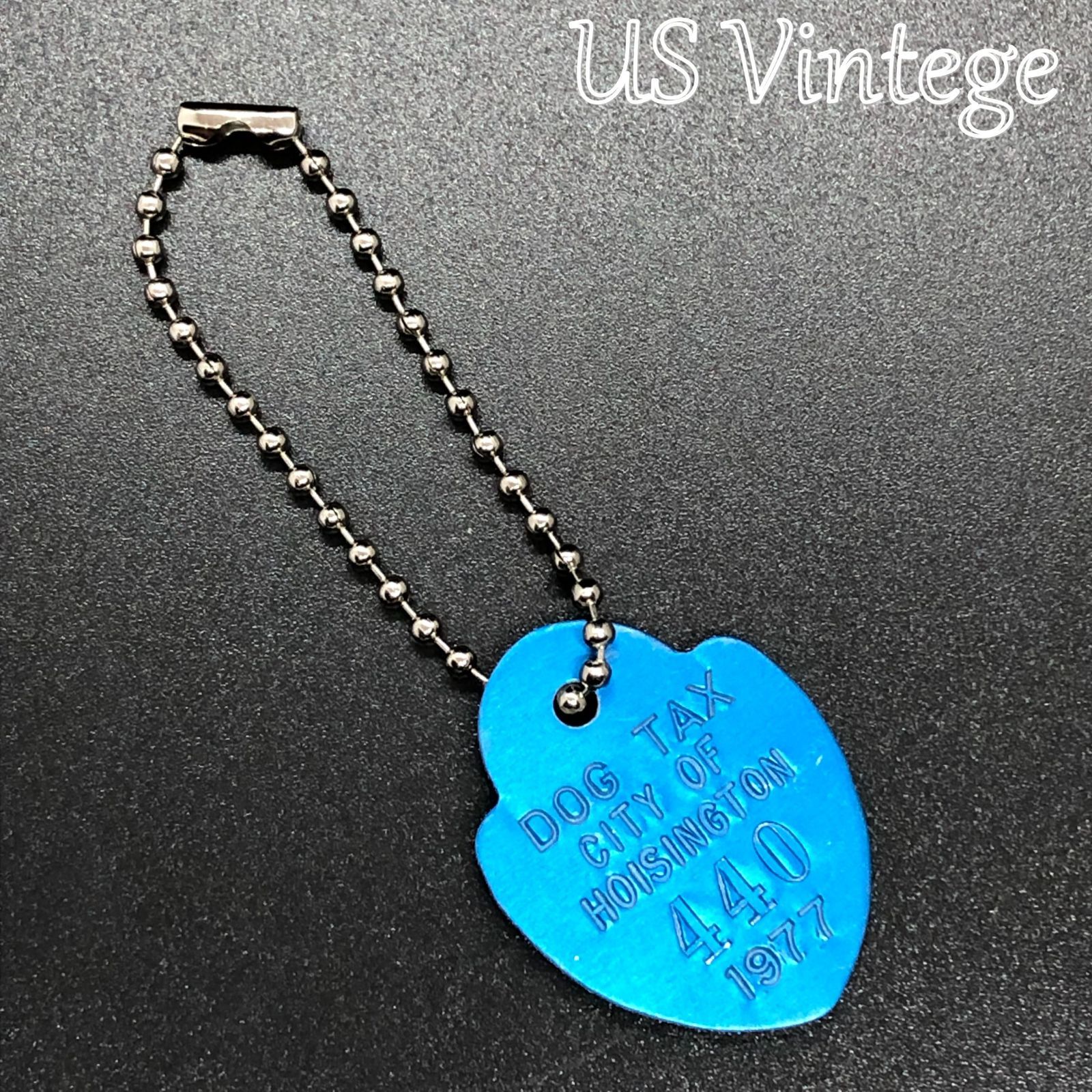 【 ドッグタグ 】 1977年 Dog Tag ※チェーン付き　キーホルダ　キーチェーンなどに！ アンティーク 犬 猫　キャットタグ　ネックレス  KEY030