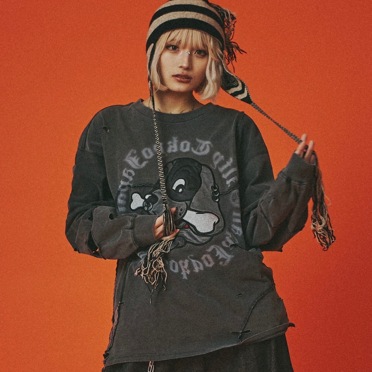 新作//【GALFY/ガルフィー：ツギハギゾンビTee】ロンT 長袖T