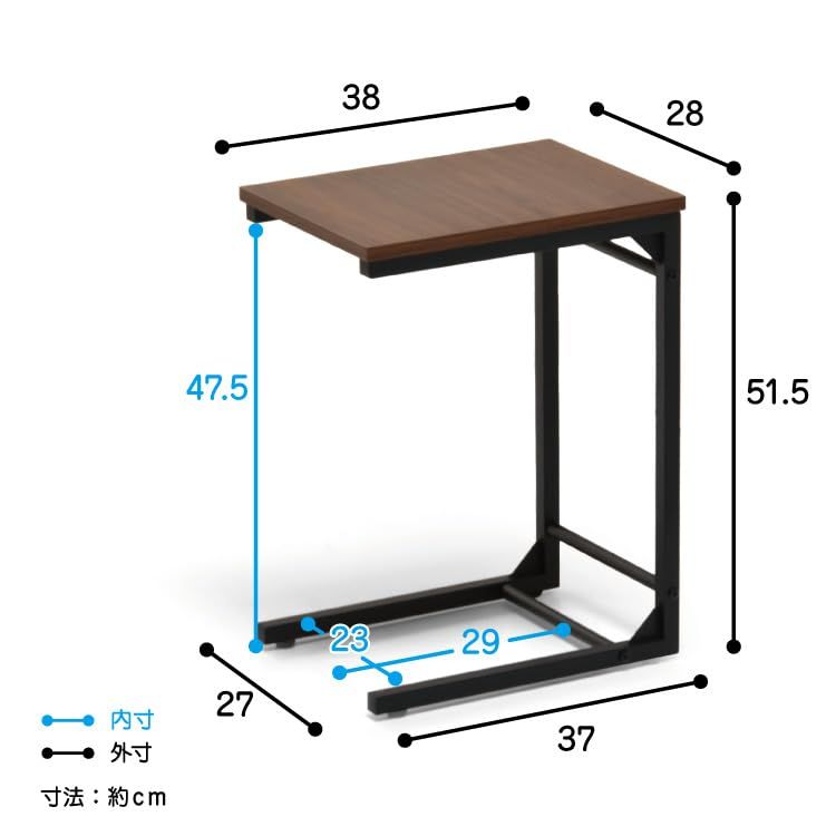 Belca ベルカ サイドテーブル コの字型タイプ 幅28×奥行38×高さ51.5cm ブラウン コンパクト ソファテーブル ベッドテーブル 隙間収納 アジャスター付き BB-ST-BR