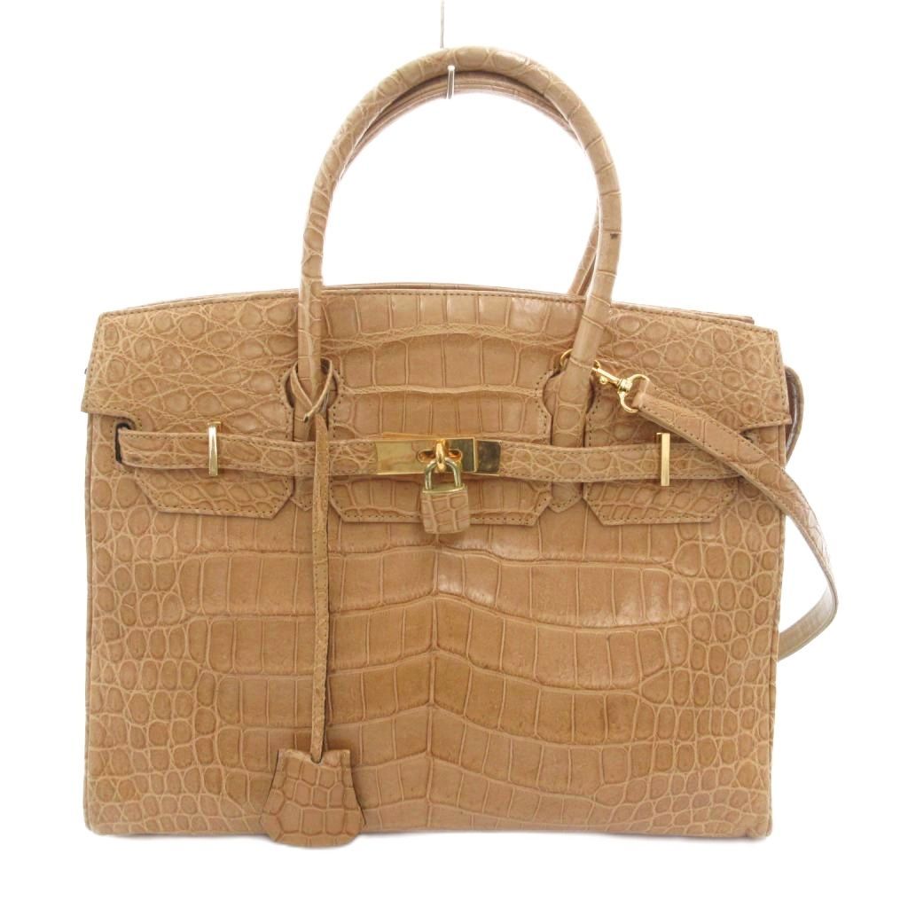 差し色にピッタリ！お値下げしました。武知のオレンジ クロコダイルハンドバッグ 武知のオレンジ クロコダイルハンドバッグ