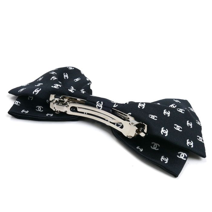 【極美品⭐︎現行】シャネル　ココマーク　リボン　バレッタ　　シルク　髪留め 極美品⭐︎現行】シャネル ココマーク リボン バレッタ シルク
