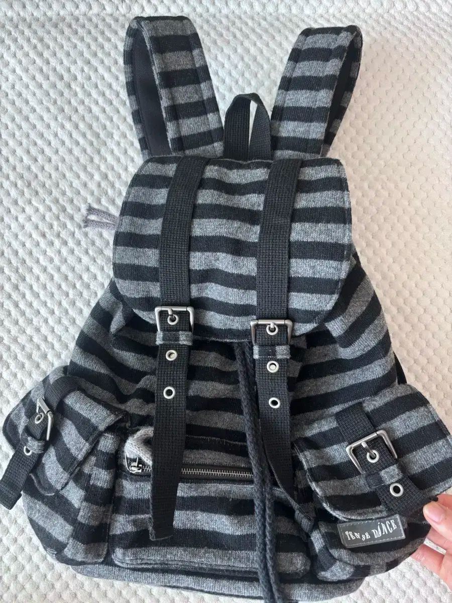 TENSE DANCE] Wool stripe backpack_black 正規品 韓国ブランド