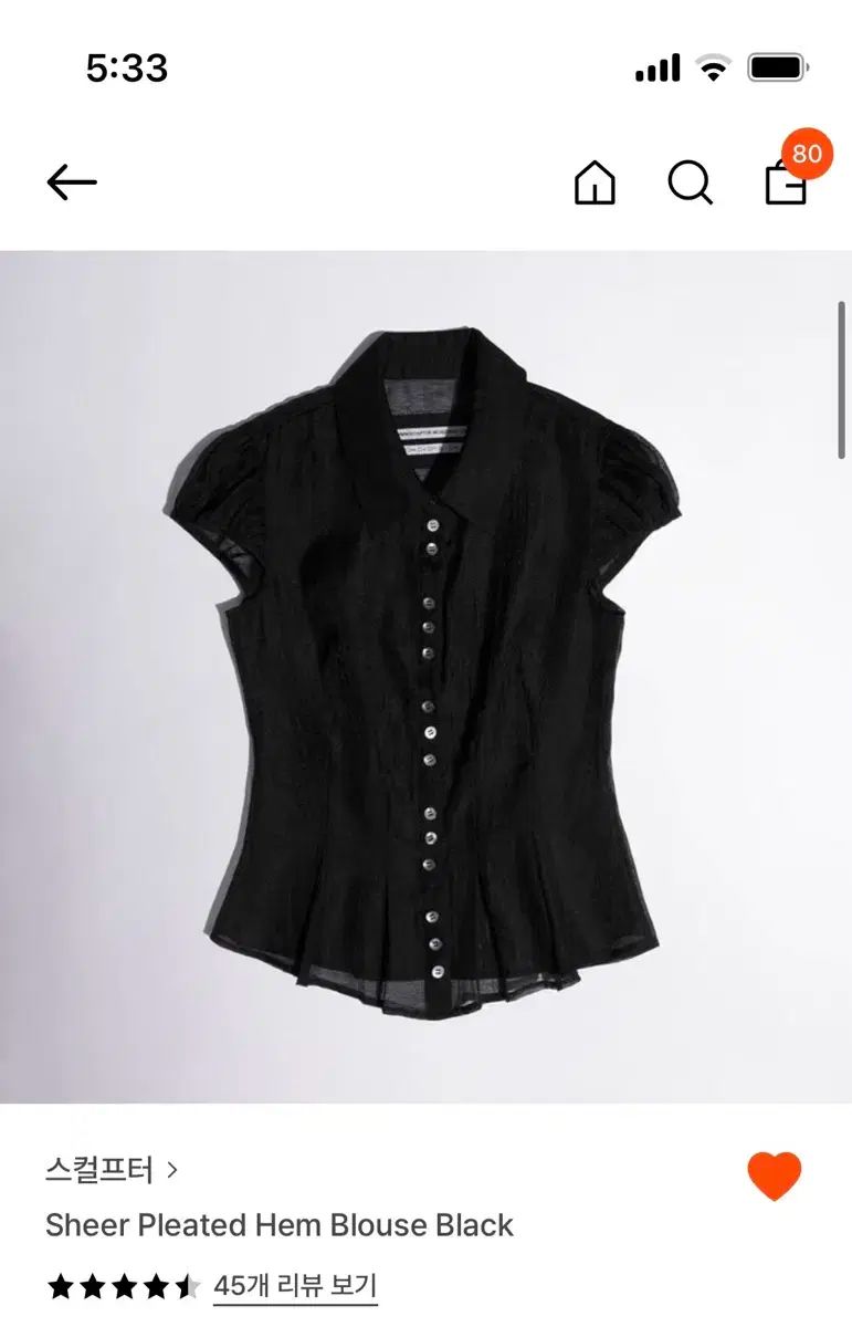 Sculptor Sheer Pleated Hem Blouse ブラック