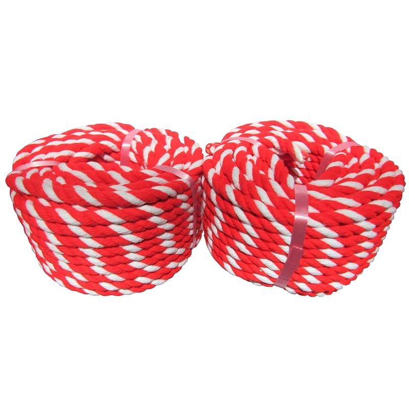 サトウ 国産 紅白ロープ 長さ 約20m × 太さ 約10mm 2個入 御神輿 催事 式典の装飾