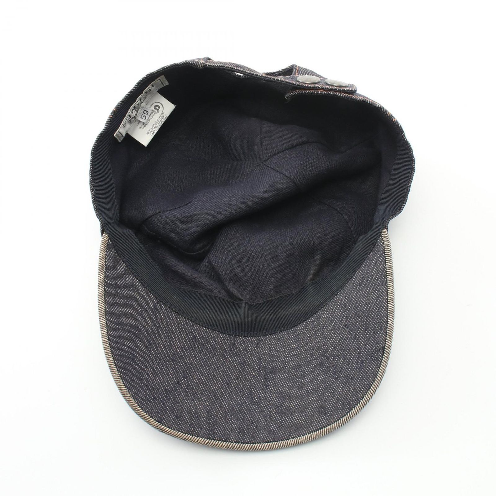 HERMES デニム レザー キャップ 57 エルメス HERMES 帽子 ナイロン