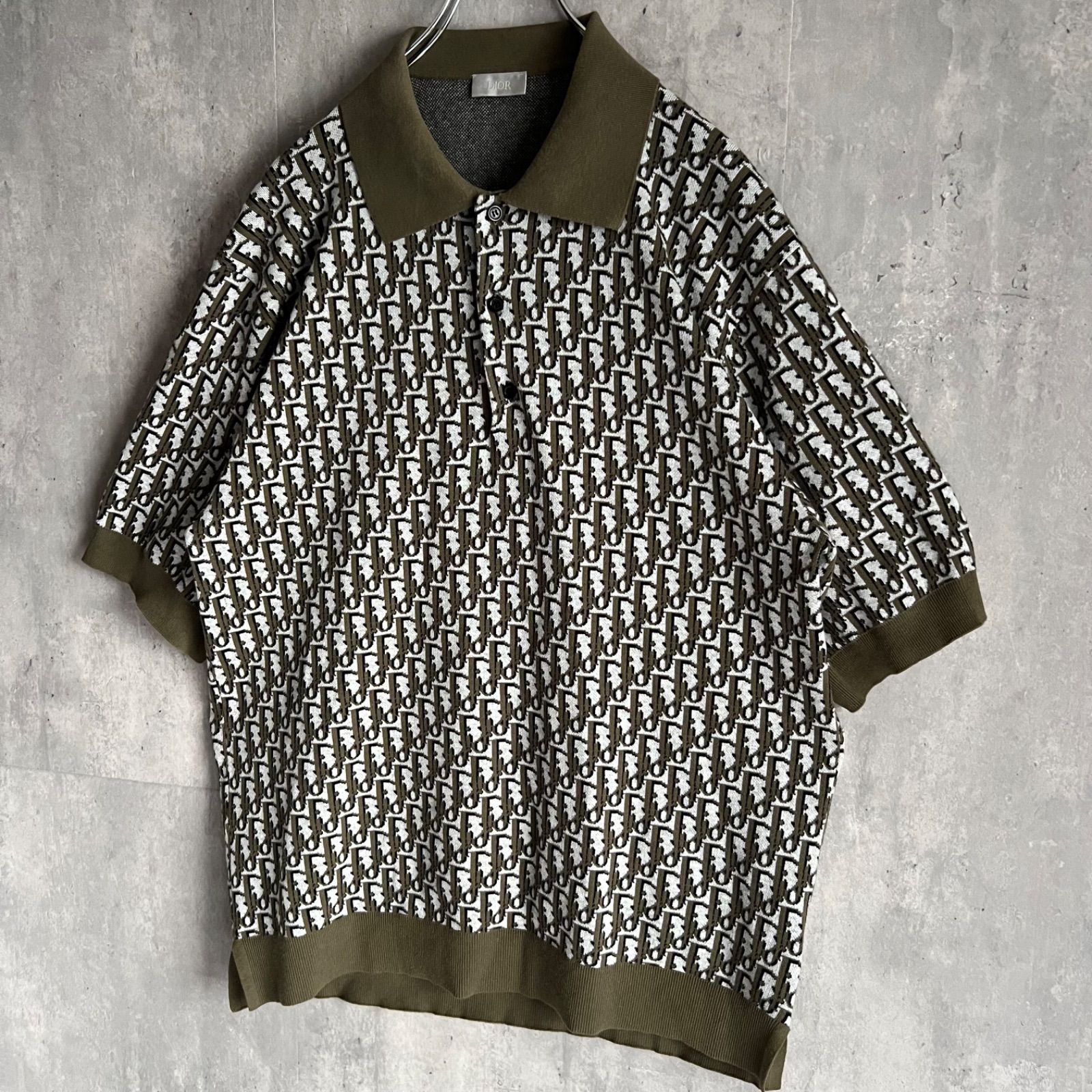 Dior HOMME ディオールオム クリスチャンディオール オブリーク コットンジャガード 総柄 76307 313J696C0554 イタリア製 オリーブ Lサイズ