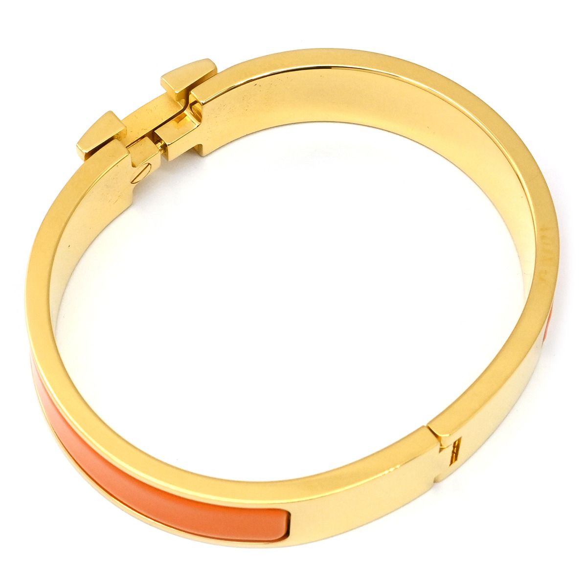 エルメス HERMES ブレスレット クリックH PM メタル エナメル オレンジ×ゴールド Hブレス 箱