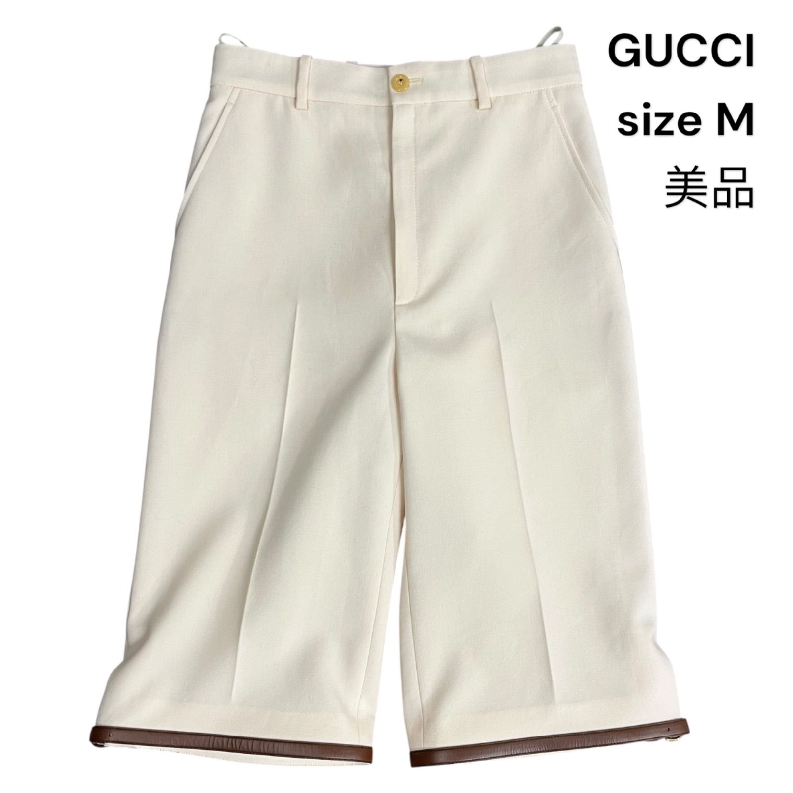 ◇美品 グッチ GUCCI ハーフパンツ 半ズボン モヘア ウール 牛革 