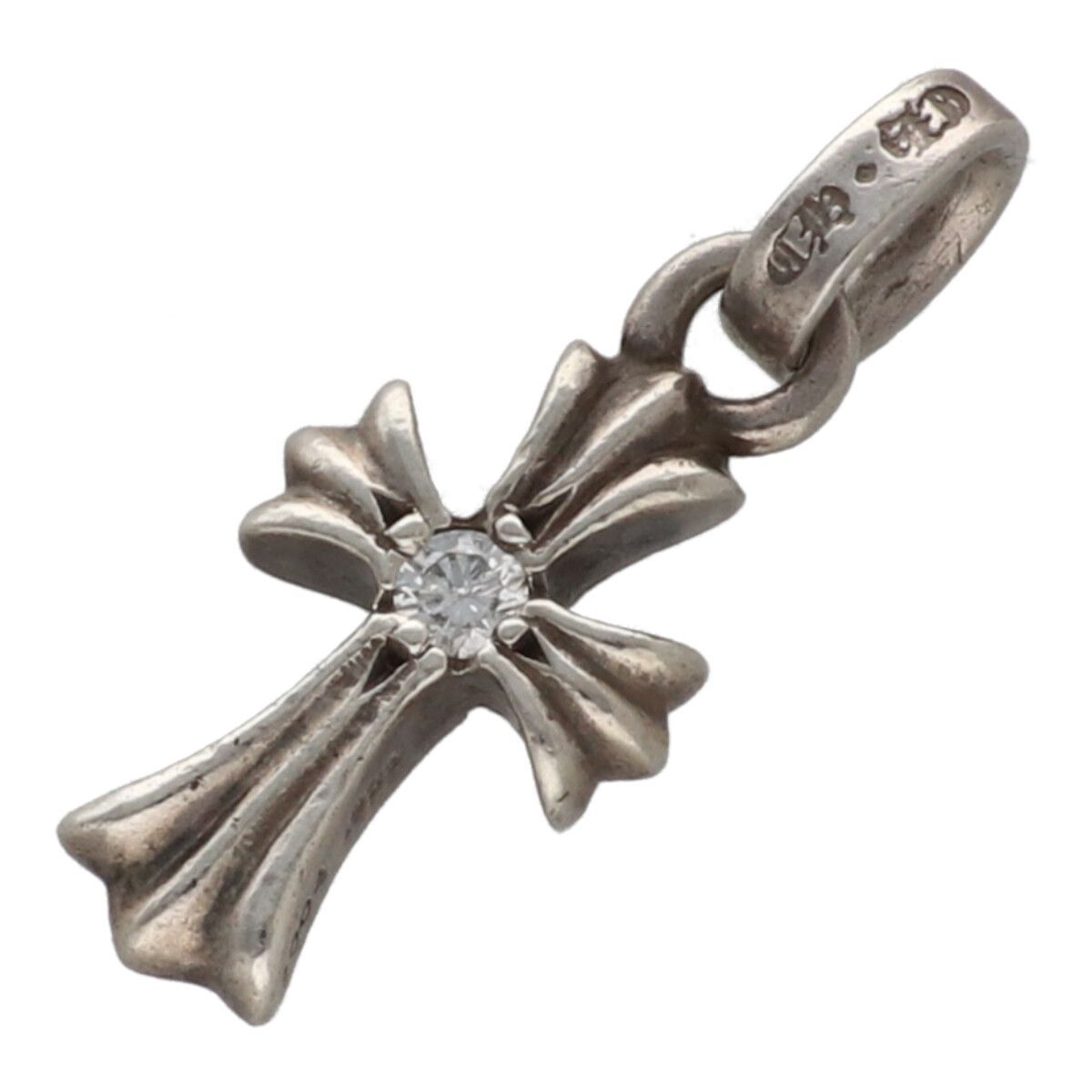 CHROME HEARTS クロムハーツ ベイビーファット クロスチャーム SV925 シルバー ダイヤモンド 両面 ネックレス ペンダント トップ 24002577 RS