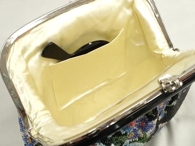 平和屋本店□和装小物 ビーズバッグ 和装バッグ 草花 がま口 持ち