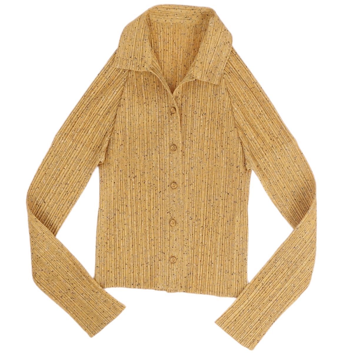 美品】プリーツプリーズ長袖シャツブラウス総柄【3】